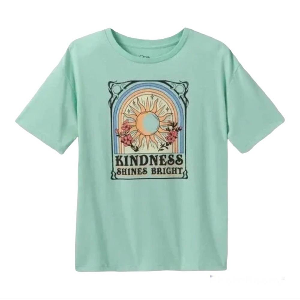 Art Class Kindness Sunshine Oversized Short Sleeve Graphic T-Shirt Size XS